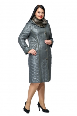 Длинное женское пальто из текстиля с капюшоном, отделка искусственный мех