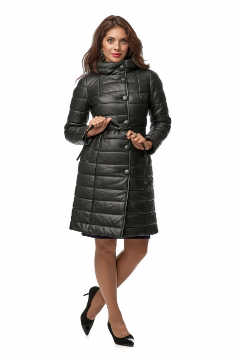 Женское кожаное пальто из натуральной кожи с воротником 8013015