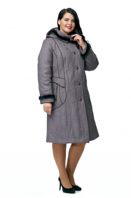 Женское пальто из текстиля с капюшоном, отделка норка