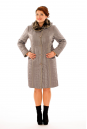 Женское пальто из текстиля с капюшоном, отделка искусственный мех 8015962