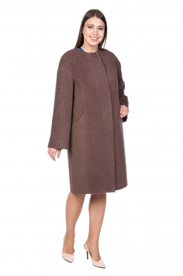 Длинное женское пальто из текстиля без воротника