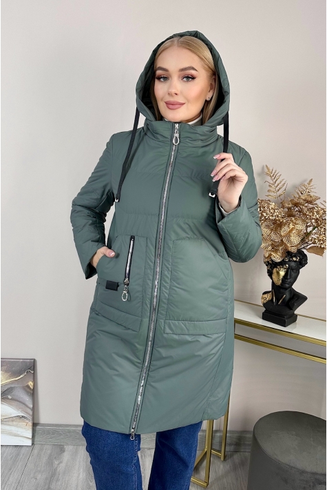 Женское пальто из текстиля с капюшоном 8024105
